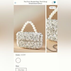 Anthropologie Fiona beaded pearl embellished bridal bag